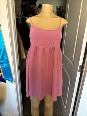 See You Monday Pink Spaghetti-Strap Casual Dress
